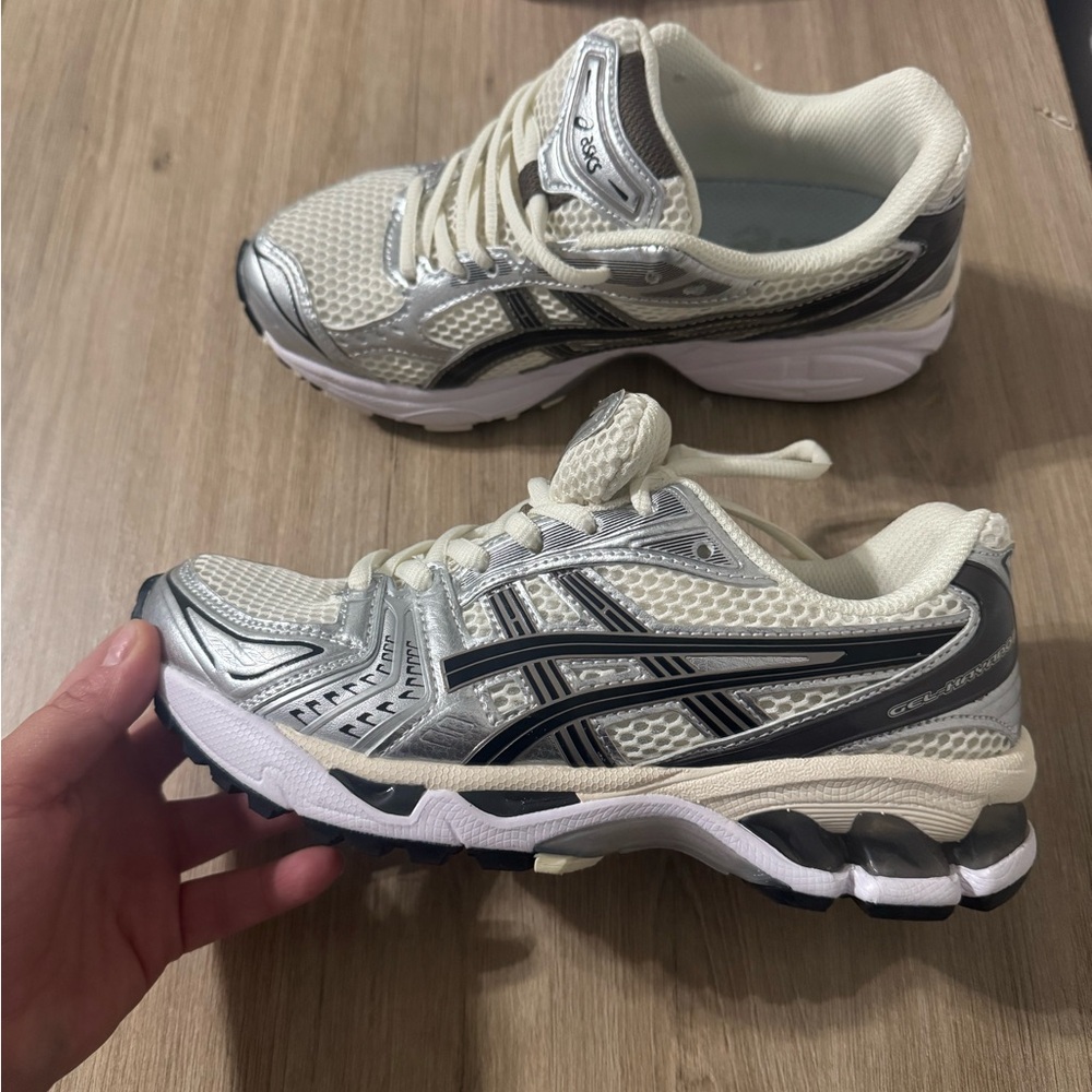 Asics Metallic Gray and White Sneakers